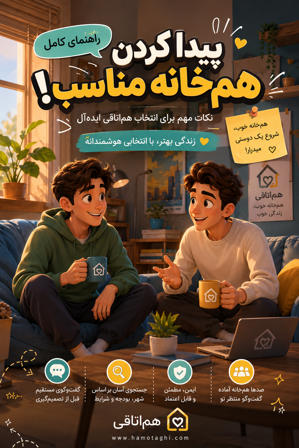 پیدا کردن هم‌خانه مناسب؛ راهنمای کامل انتخاب هم‌اتاقی ایده‌آل